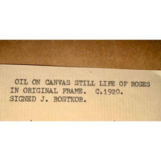 Antique Oil Painting of Roses For Sale In Kansas City - Image 6 of 7