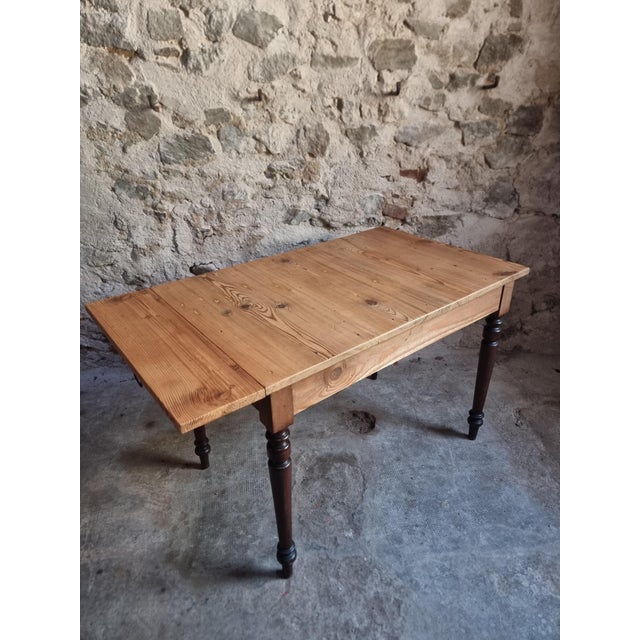 Vintage Pine Table with Extendable Side, 1930s For Sale - Image 15 of 18