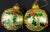 Medium Fancy Gold Foil Shimmer Red & Green Mistletoe Hand Painted Glass Christmas Tree Ornaments - Set of 2 For Sale - Image 4 of 4