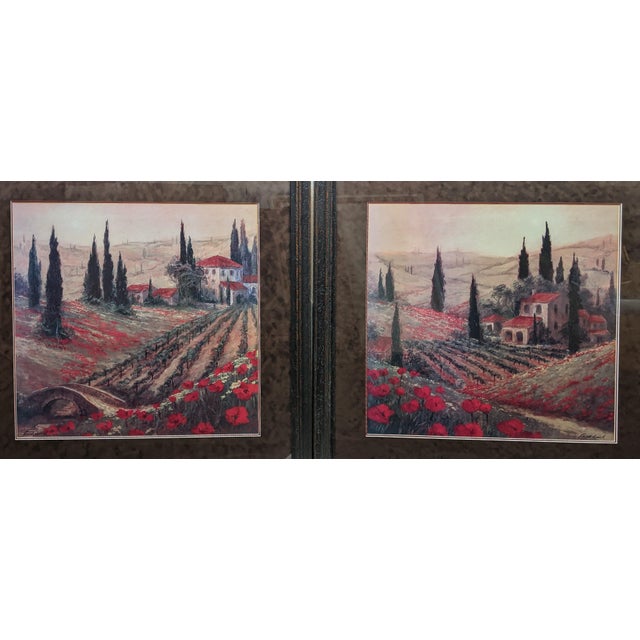 Late 20th Century Signed Fronckowiak "Poppies of Toscano I & II" Framed Fine Art Print Pair For Sale - Image 15 of 18