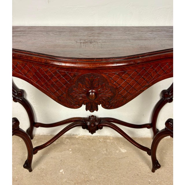 Wood Italian Rococo Style Carved Console Table, Early 20th Century For Sale - Image 7 of 14