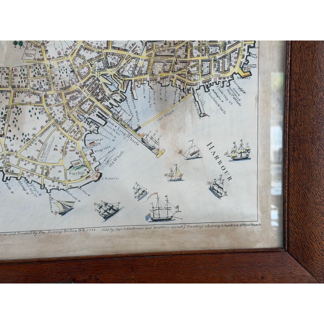 Brown John Bonner “The Town of Boston” Map, After the 1835 George G. Smith Edition, Antique Oak Frame For Sale - Image 8 of 14