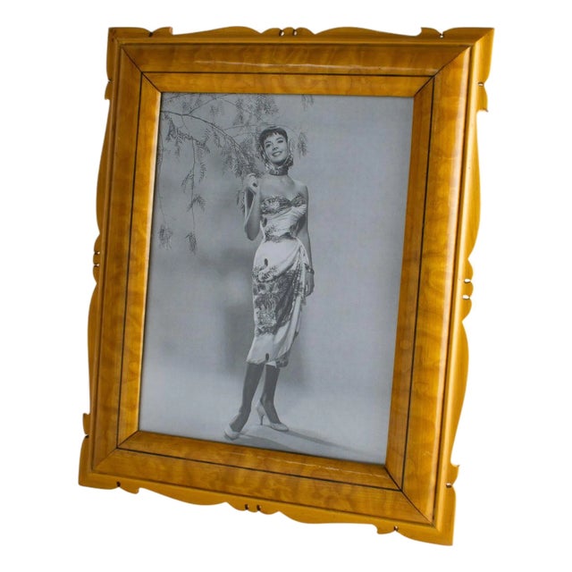 Varnished Carved Sycamore Wood Picture Frame, Circa 1940 For Sale