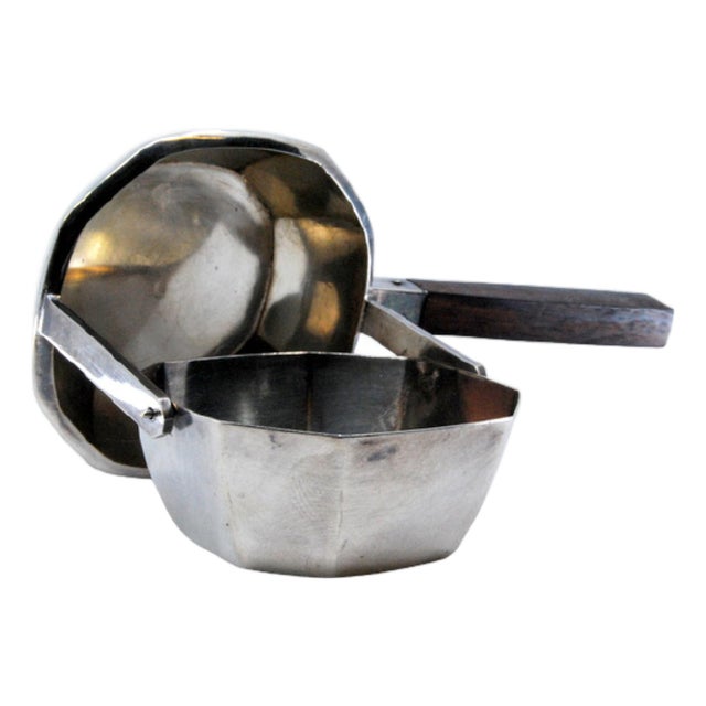 Octagonal Shaped Silver Tea Strainer with Chestnut Wood Handle For Sale
