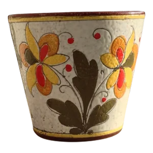 1960s Italy Fat Lava Floral Cachepot Planter