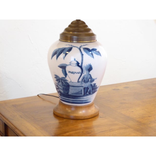 Antique Delft Tobacco Jar Lamp For Sale - Image 4 of 4