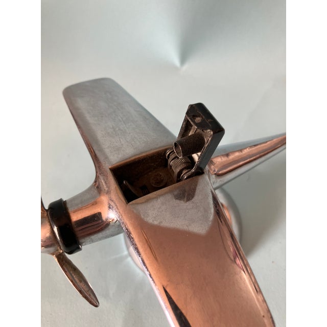 Metal 1930-40"s Desk Top Metal Aviation Airplane Cigarette Lighter For Sale - Image 7 of 10