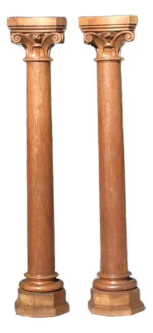 Vintage Boho Carved Corinthian Wood Pedestals - A Pair