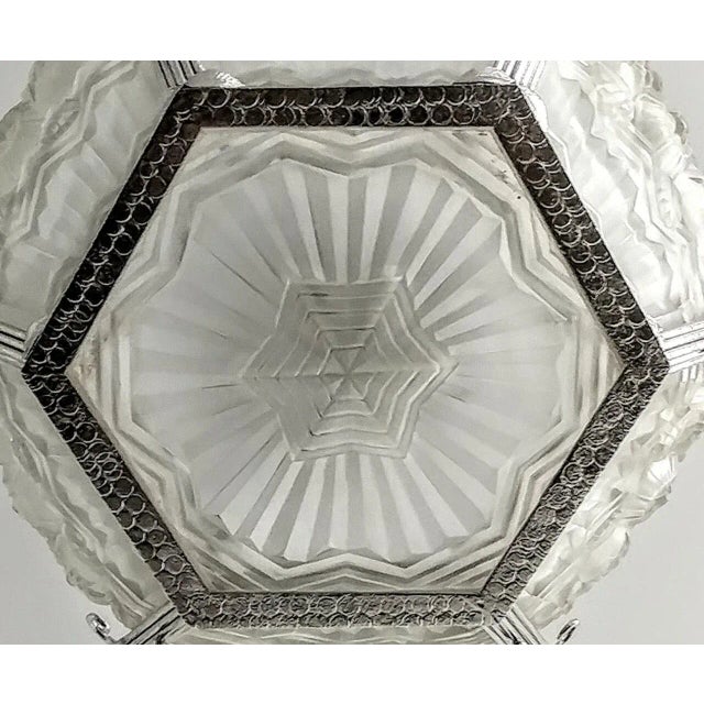 Silver French Art Deco Pendant Chandelier by Noverdy For Sale - Image 8 of 9