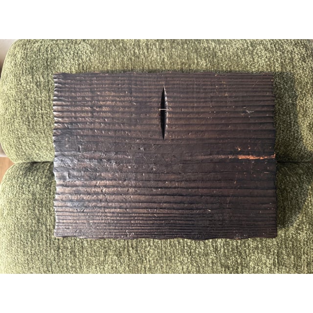 Rustic European Vintage Hand-Carved Dark Wood Picture Frame With Landscape Print For Sale - Image 3 of 4