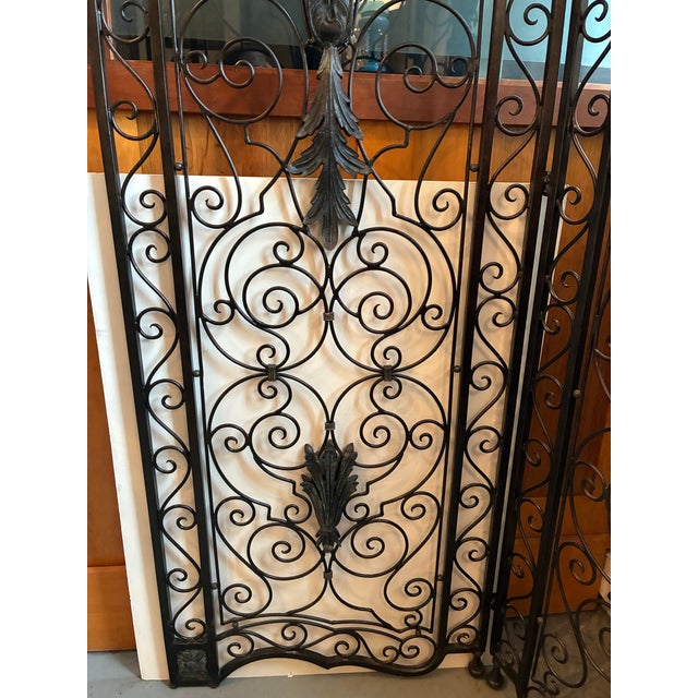 Metal Vintage Wrought Iron Two Part Screen, Maitland Smith. For Sale - Image 7 of 11
