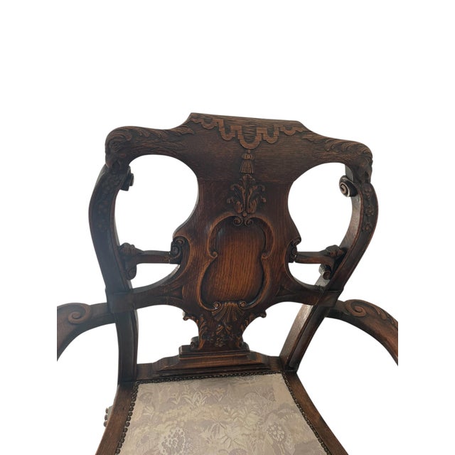 Chippendale Desk Chair in Oak, 1880 For Sale - Image 6 of 8