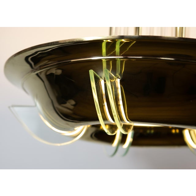 Art Deco Modernist Ceiling Lamp with Glass Rods, France, 1930 For Sale - Image 3 of 12