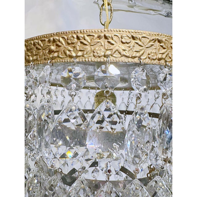 1960s Mid 20th Century Italian Brass Upside Down Layered Cake Pendant For Sale - Image 5 of 8