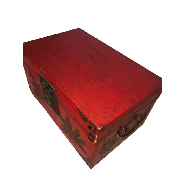 1900 - 1909 Antique Chinese Red Lacquer Box For Sale - Image 5 of 8