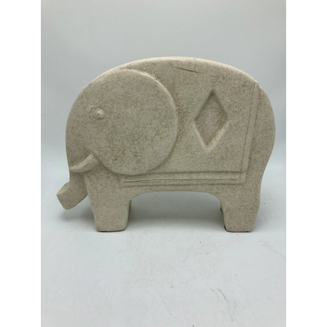Sculpture Materials Midcentury Modern Textured Plaster Elephant Sculpture For Sale - Image 7 of 7