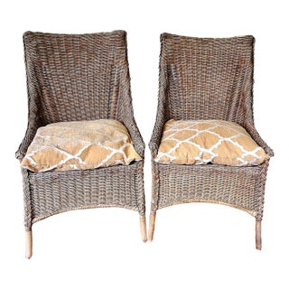 Early 20th Century Hand-Made Pair Untreated Natural Accent Chairs For Sale
