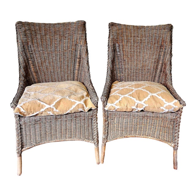 Early 20th Century Hand-Made Pair Untreated Natural Accent Chairs For Sale