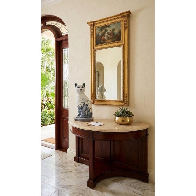 Vintage African Hand-Painted Blue and White Ceramic Cat Figurine For Sale - Image 9 of 9