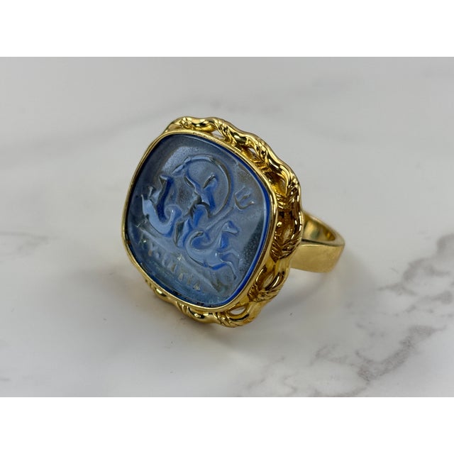 Tagliamonte Venetian Glass Intaglio Ring – 925 Sterling With 18k Gold Plating, Size 6 For Sale - Image 10 of 10