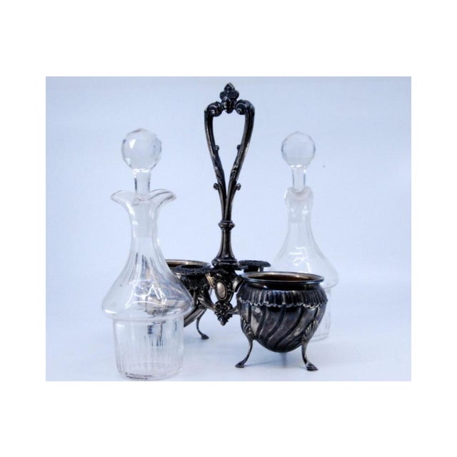 Cut Glass Silver Cruet, Set of 3 For Sale - Image 6 of 11
