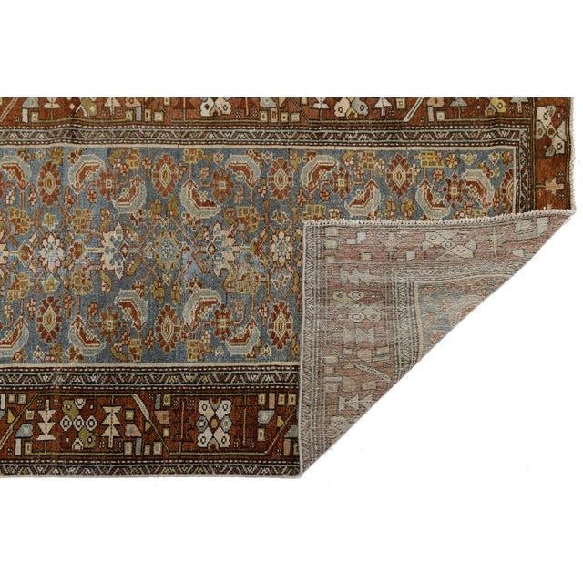 Elevate your interior space with this exquisite 19th-century Antique Malayer wool runner. Renowned for their artistic...
