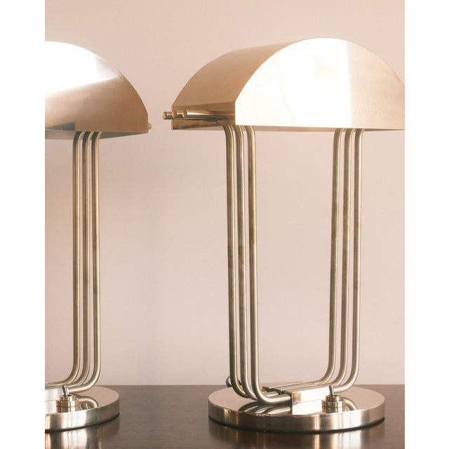 A pair of architectural table lamps made in france during the 1970s, in the style of marcel breuer. Inspired by bauhaus...