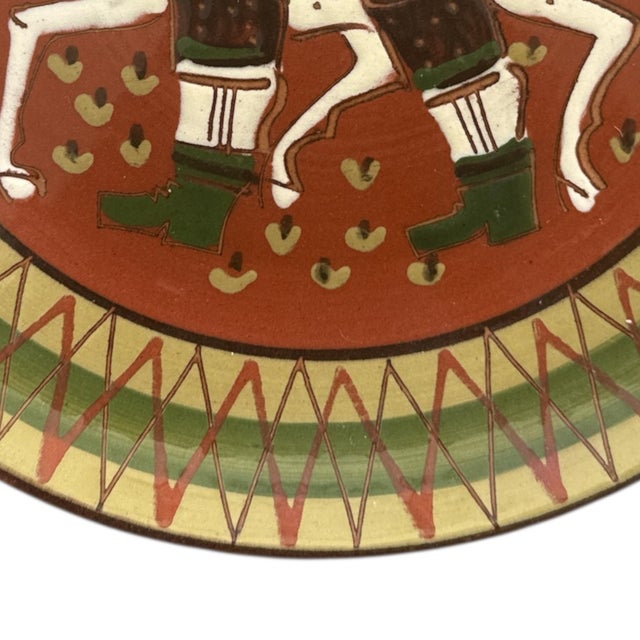 Mid 20th Century Swiss Heimatwerk Basel Hand-Painted Folk Art Wall Plates, Set of 2 For Sale - Image 11 of 12