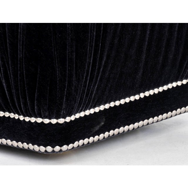 Early 21st Century Modern Black Velvet Upholstered Ottoman For Sale - Image 5 of 5