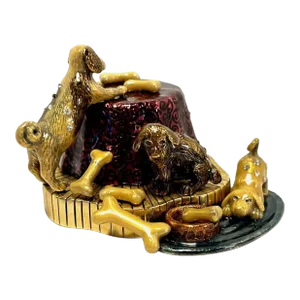 2000 Wendy Reed Dogs & Bones Enamel Mini Sculpture With Swarovski Crystals
