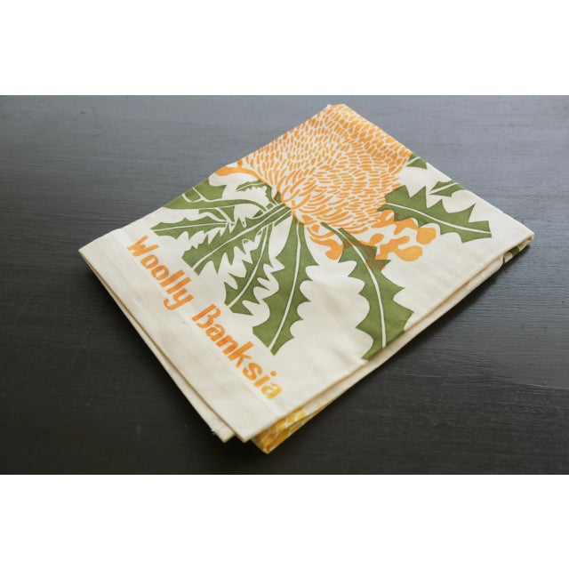 Vintage, but never used Mid-century Retro 70s style Screen-printed Full Apron - with Woolly Banksias screen printed by...