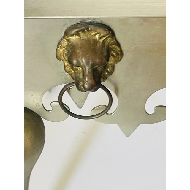 Classic Workshops Ny Brass Metal Fireplace Footman Kettle Pot Stand For Sale - Image 4 of 7