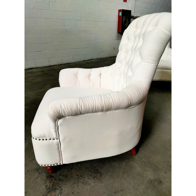 Textile Armchair with Wooden Structure and White Fabric, 1990 For Sale - Image 7 of 9