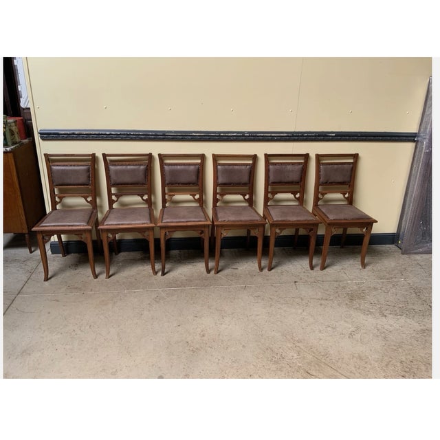 Antique Art Nouveau Dining Set with Extendable Table and Chairs, 1910, Set of 7 For Sale - Image 4 of 12