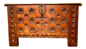 Antique Renaissance Style Carved Oak Chest, 1700s