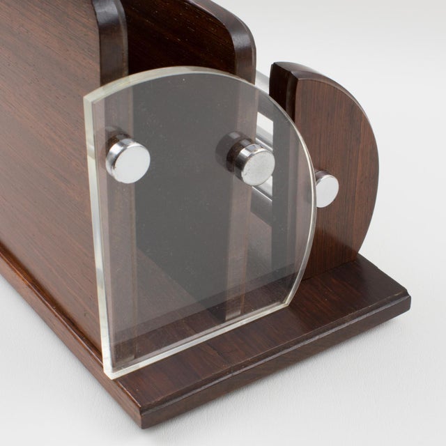 Macassar, Chrome and Lucite Desk Accessory Letter Holder, circa 1940 For Sale - Image 11 of 14