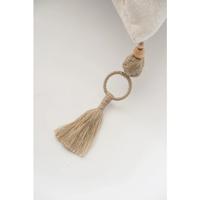 White So Soft Linen Pillow Cover With Natural Beige Stripes For Sale - Image 4 of 8