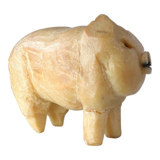 1940s Folk Art Modern Vintage Pig Castile Soap Sculpture Carving For Sale