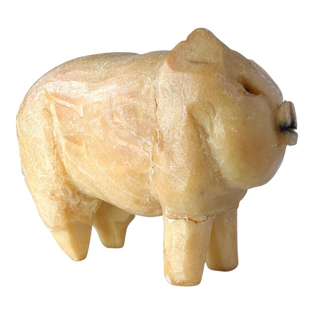 1940s Folk Art Modern Vintage Pig Castile Soap Sculpture Carving For Sale
