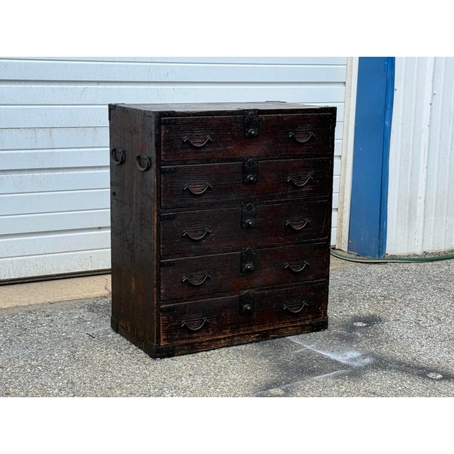 Vintage Antique Pine Campaign Chest With Iron Hardware For Sale - Image 10 of 12