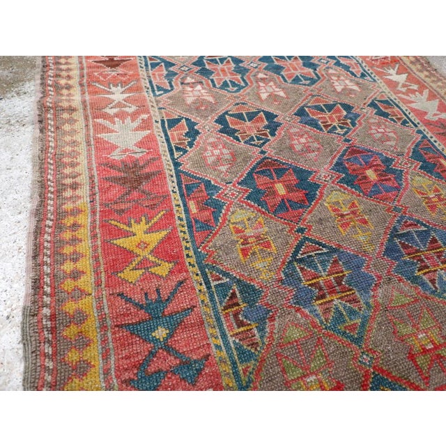 Tribal Galerie Shabab Collection Early 20th Century Caucasian Kazak Accent Rug For Sale - Image 3 of 8