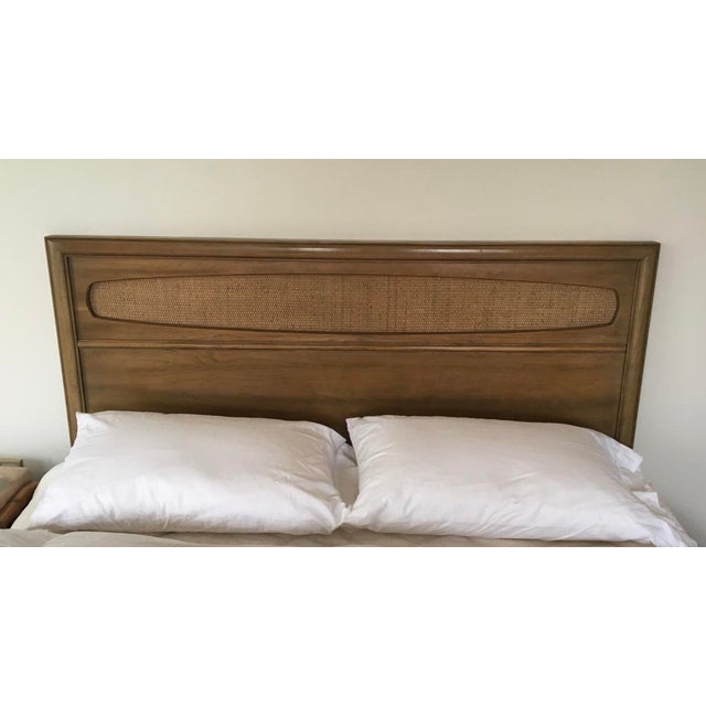 MidCentury Solid Wood Woven Rattan Headboard & Footboard Chairish