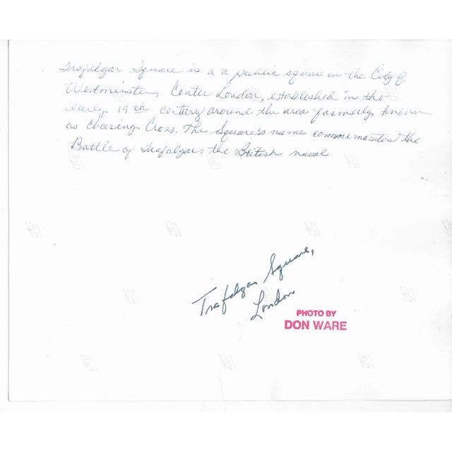 1971 black and white photo by Los Angeles, California photographer Don Ware (1921-2006) of Trafalgar Square, England....