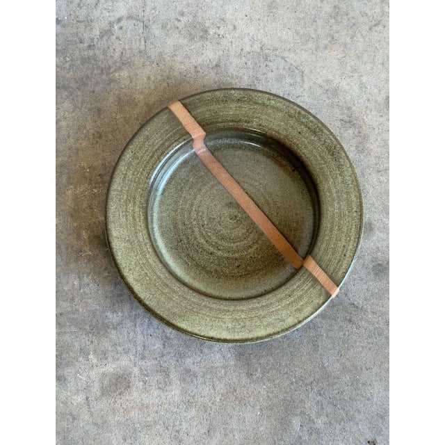 Danish Bjergård Green Ceramic Stripe Plate Mid-Century Modern 1960s For Sale In Los Angeles - Image 6 of 10