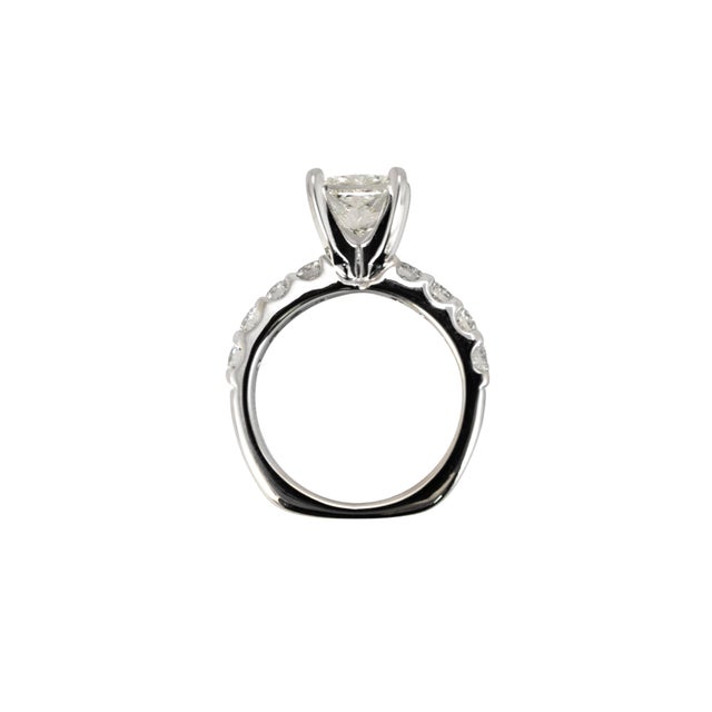 Platinum 18k White Gold Igi 1.58ct Princess Lab Grown Diamond Engagement Ring, Size 5.5 For Sale - Image 4 of 9
