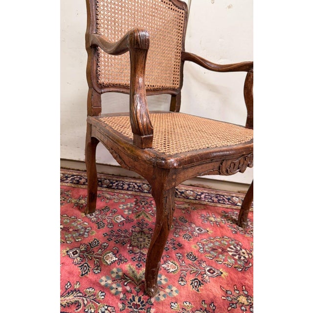 Louis XV Office Chair in Carved Walnut For Sale - Image 3 of 9