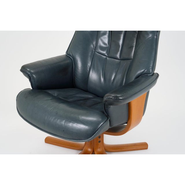 Vintage Scandinavian Adjustable Leather Lounge Chair from Hjellegjerde Møbler, 1980s For Sale - Image 10 of 18