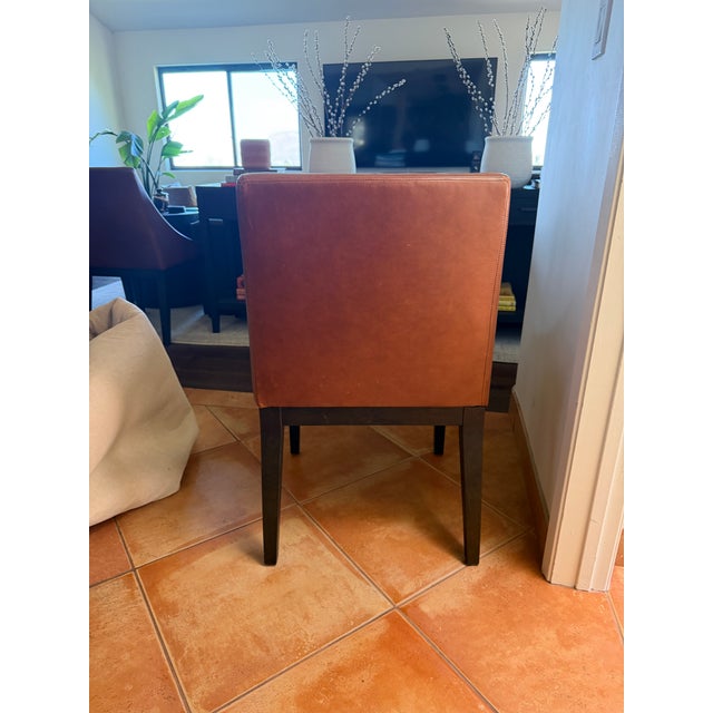Chestnut West Elm- Set of 8- Leather Dining Chairs For Sale - Image 8 of 12