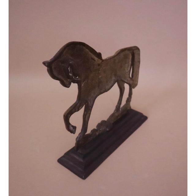 Mid-Century Modern Brass Horse on Stand For Sale - Image 3 of 4