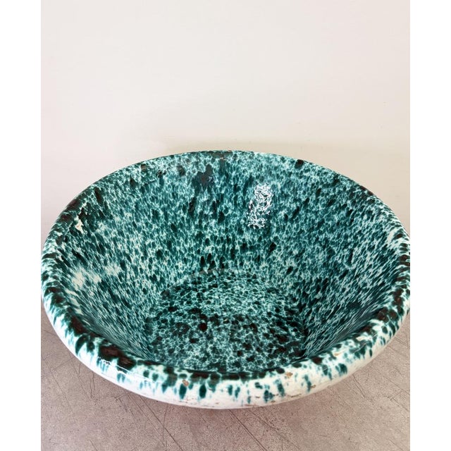 Ceramic Antique Turquoise Splatter Glaze Passata Bowl For Sale - Image 7 of 15